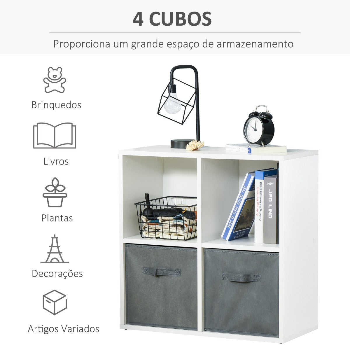 Estante Lelu de 4 Cubos - Design Nórdico - Leva-Me Contigo - Móveis & Decoração