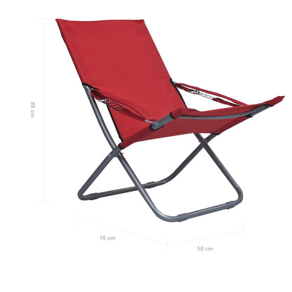 Cadeiras de praia dobráveis 2 pcs tecido vermelho