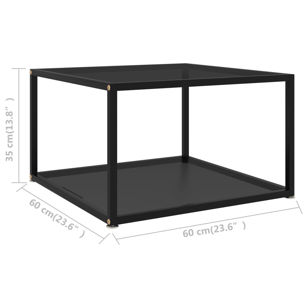 Mesa de Centro Albar em Vidro Temperado Preto - 60x60 cm - Design Moderno
