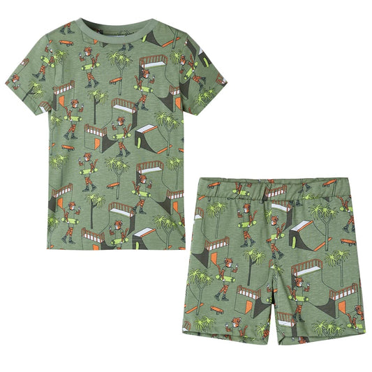 Pijama de manga curta para criança caqui-claro 104