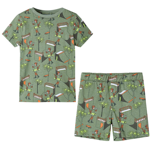 Pijama de manga curta para criança caqui-claro 116