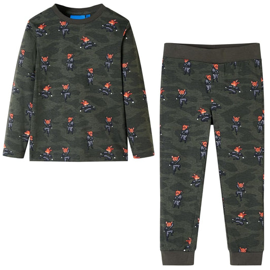Pijama de manga comprida para criança cor caqui 140