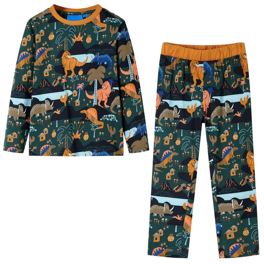 Pijama de manga comprida para criança verde-escuro 104