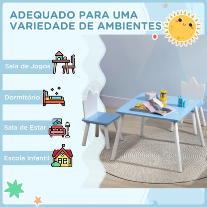 Conjunto Infantil Kingdom - 1 Mesa e 2 Cadeiras - Design Nórdico