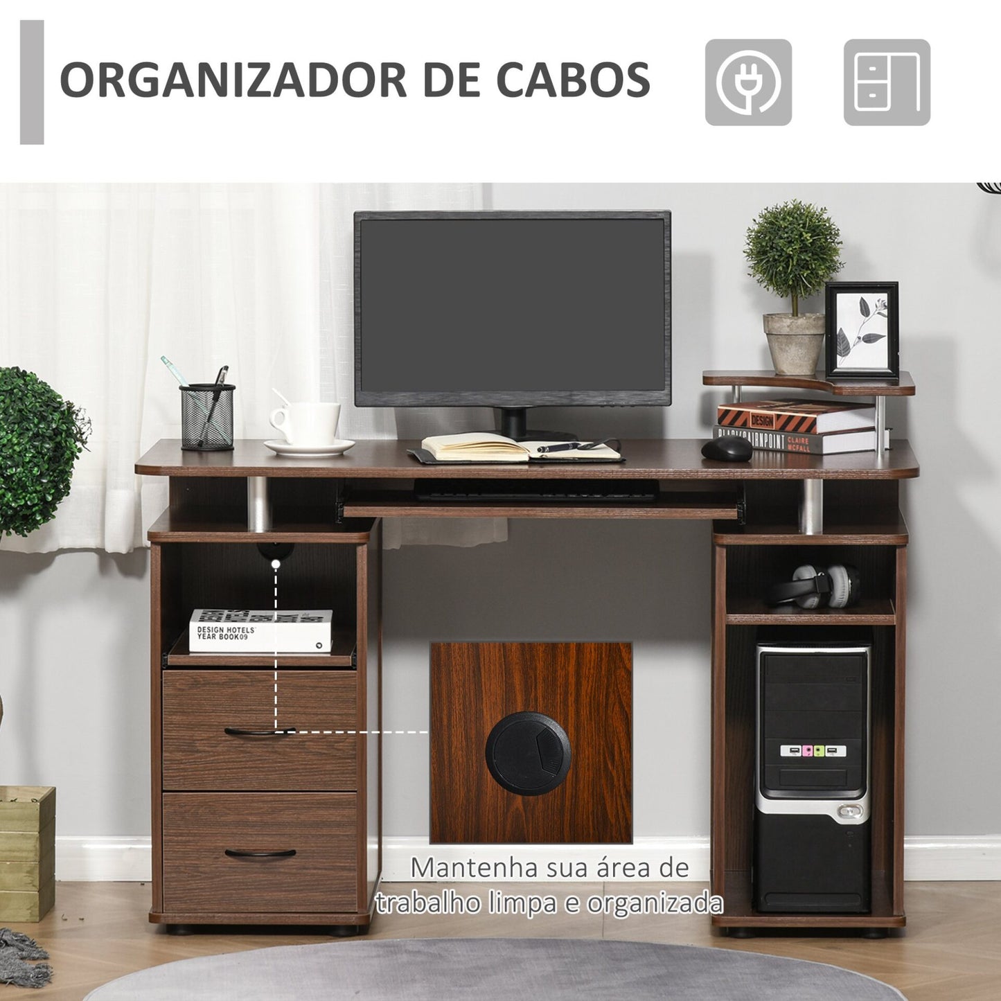 Secretária Boss - Castanho - Design Moderno - Leva-Me Contigo - Móveis & Decoração