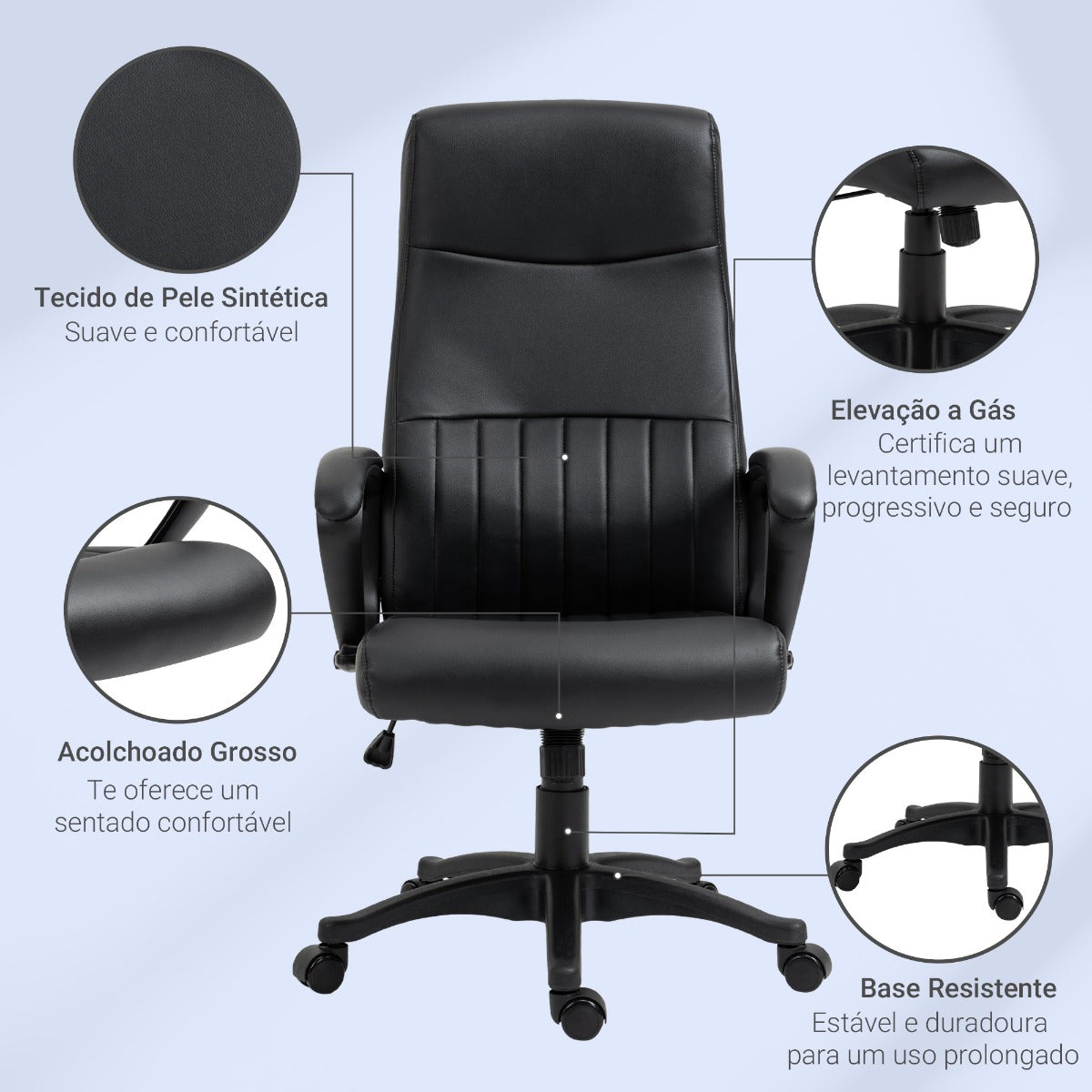 Cadeira Liko Ergonômica com Altura Ajustável - Preto - Design Retro - Leva-Me Contigo - Móveis & Decoração