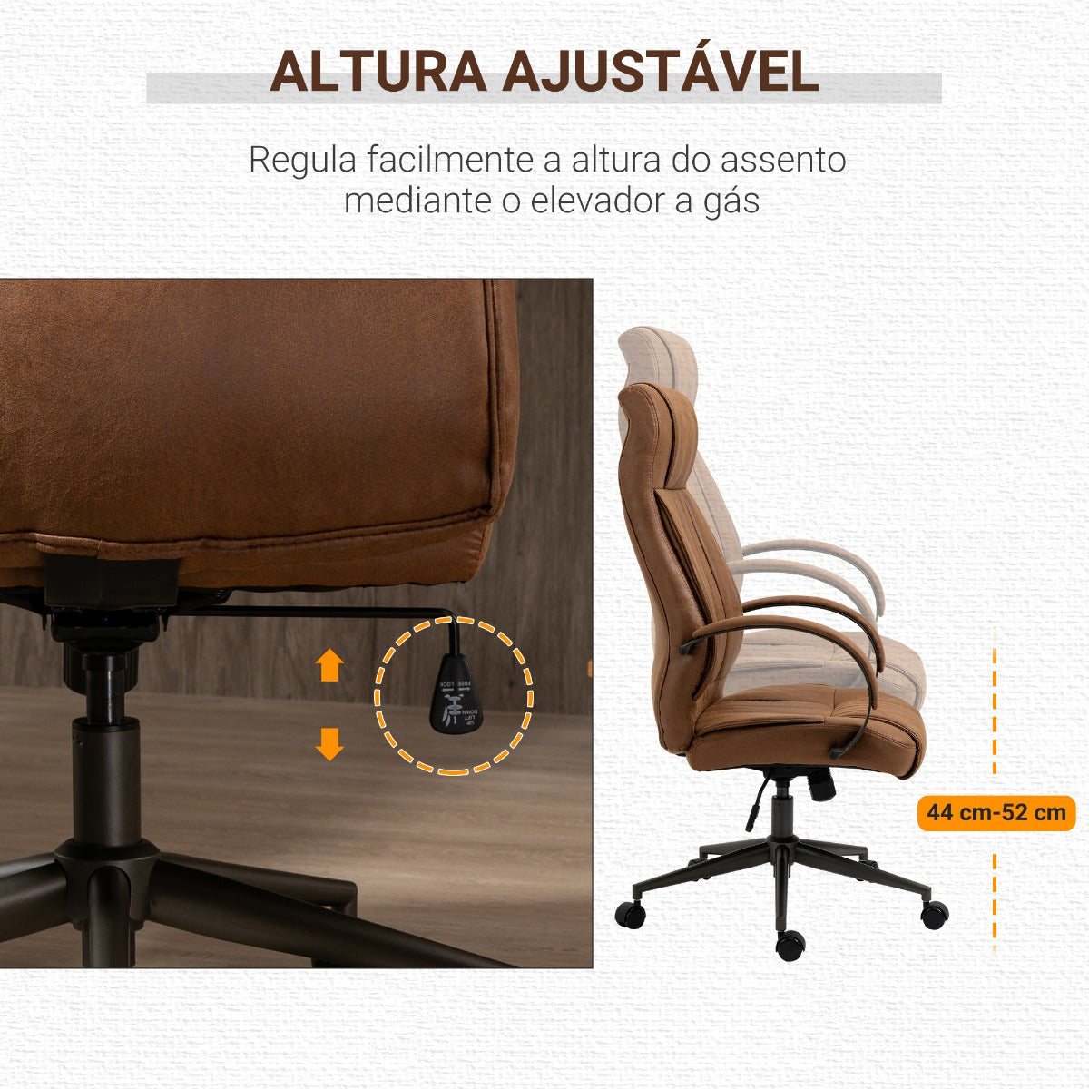 Cadeira Camel Giratória com Altura e Encosto Ajustável - Design Retro - Leva-Me Contigo - Móveis & Decoração