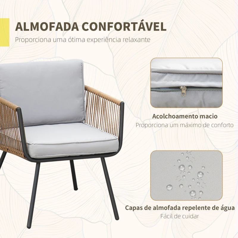 Conjunto de Jardim Távora - 2 Poltronas e 1 Mesa - Design Natura