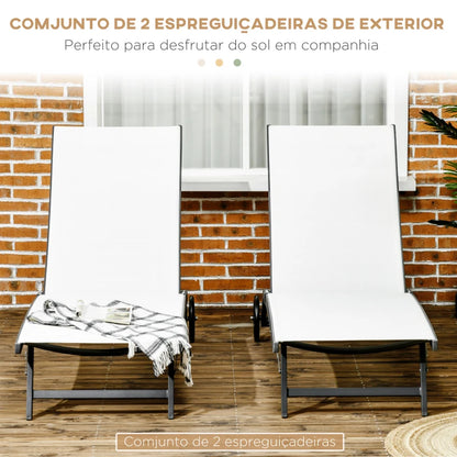 Conjunto de 2 Espreguiçadeiras Italo - Bege - Design Moderno