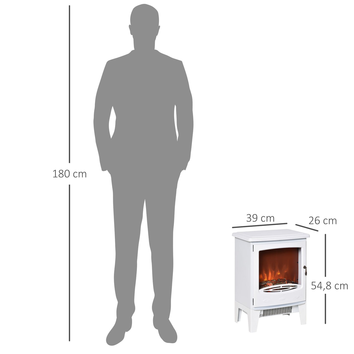 Lareira Elétrica Branca Portátil de Aquecimento com Temperatura Ajustável e Chama Realista - Leva-Me Contigo - Móveis & Decoração