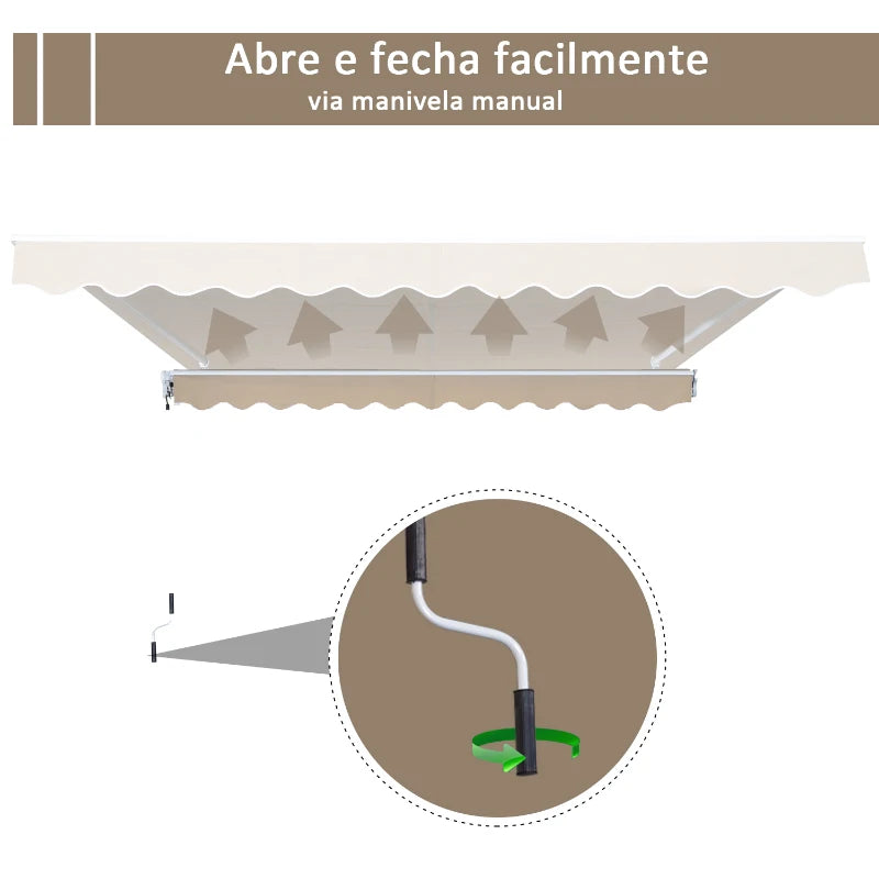 Toldo Dobrável com Manivela - 3,5x2,5m - Creme