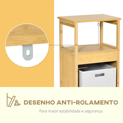 Móvel de Apoio Lama em Bambú com Cesto de Roupa - Design Natura