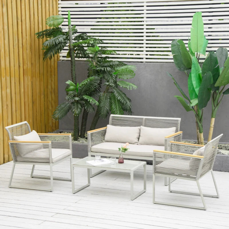 Conjunto Lounge Madalena em Vime - 2 Cadeiras, 1 Sofá e 1 Mesa - Design Natura