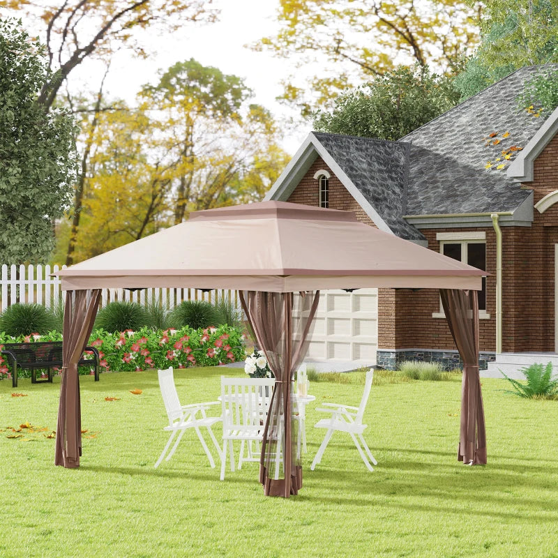 Pérgola Dobrável com Redes Mosquiteiras - 3x3m - Caqui e Castanho