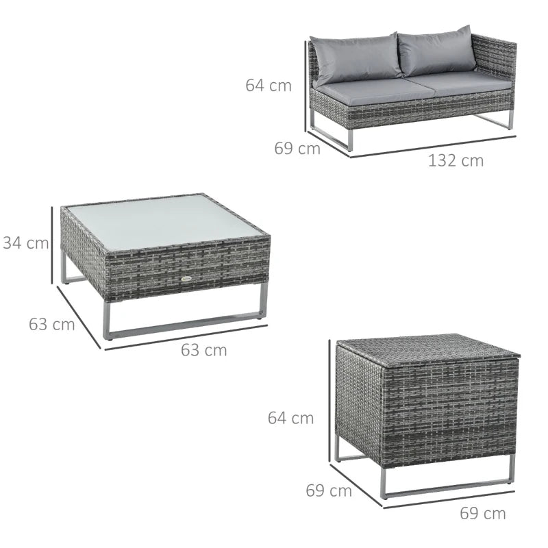 Conjunto de Jardim Emma - 2 Sofás, 1 Mesa e 1 Baú - Design Natura