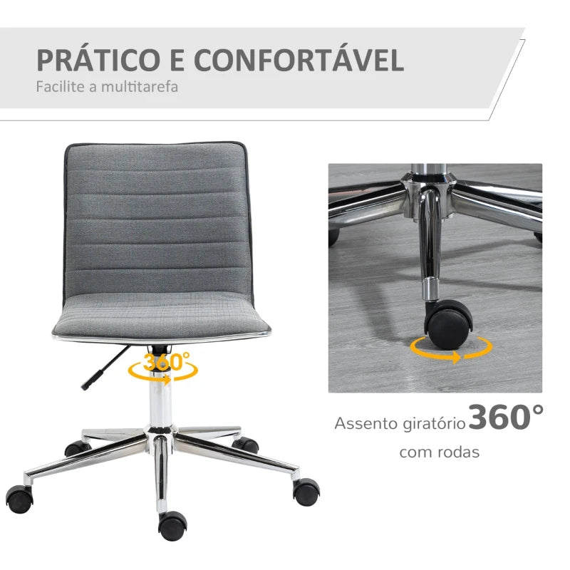 Cadeira Lince Ergonómica com Estofamento em Linho - Cinzento - Design Nórdico