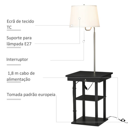 Candeeiro de Pé Navarra com Mesinha - Design Moderno