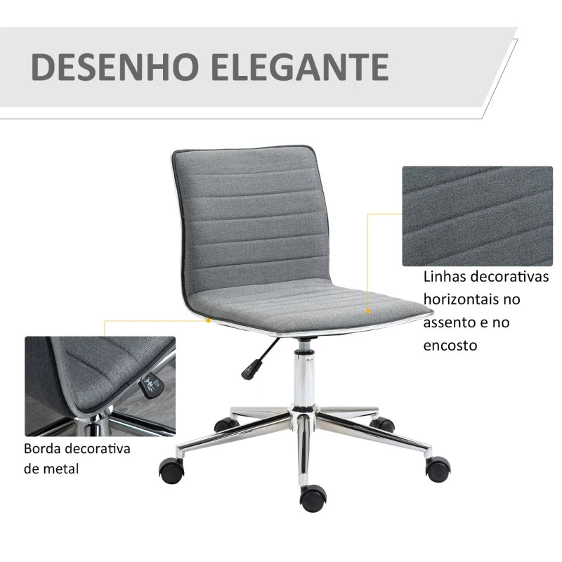 Cadeira Lince Ergonómica com Estofamento em Linho - Cinzento - Design Nórdico