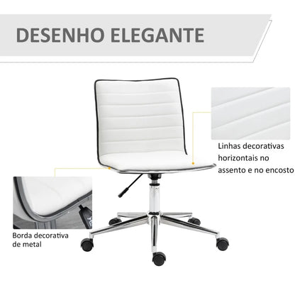 Cadeira Lince Ergonómica com Estofamento em Couro Artificial - Branco - Design Nórdico