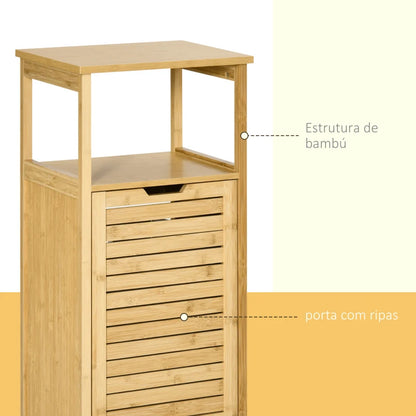 Móvel de Apoio Lama em Bambú com Cesto de Roupa - Design Natura