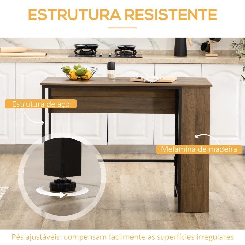 Mesa de Bar Extensivel Stone com 3 Prateleiras - Design Vintage