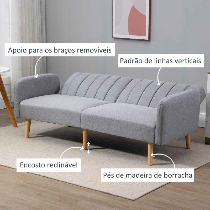 Sofá Cama de 2 Lugares com Encosto Ajustável - Cinzento - Design Escandinavo - Leva-Me Contigo - Móveis & Decoração