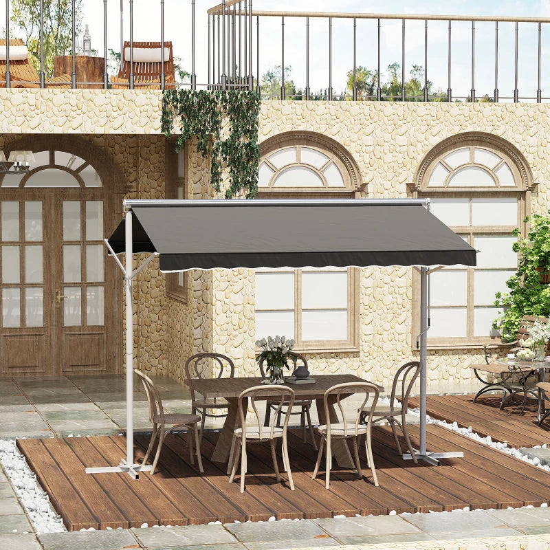 Toldo de Pé Ajustável com Manivela - 300x295x260cm - Cinzento