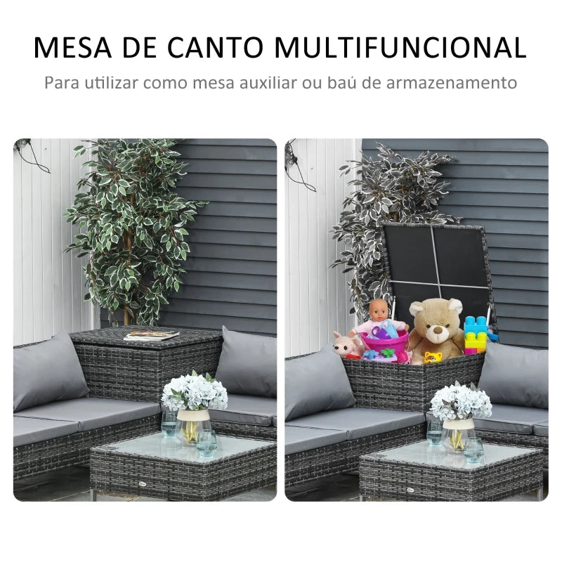 Conjunto de Jardim Emma - 2 Sofás, 1 Mesa e 1 Baú - Design Natura