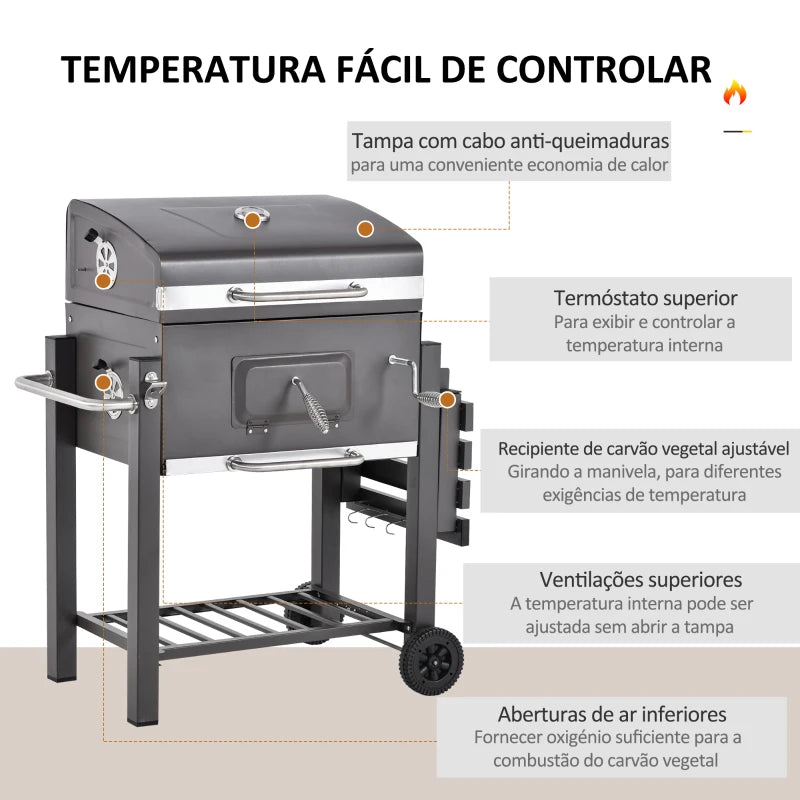 Churrasqueira a Carvão com Termómetro