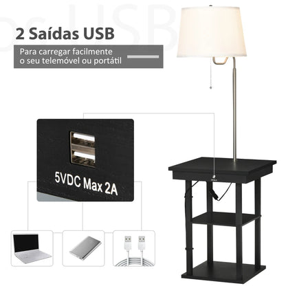 Candeeiro de Pé Navarra com Mesinha - Design Moderno