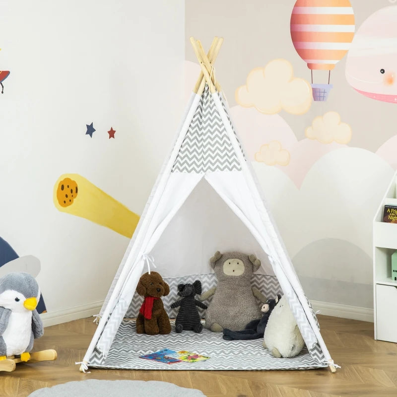 Tenda Tipi Infantil - Cinzento e Branco - Design Natura