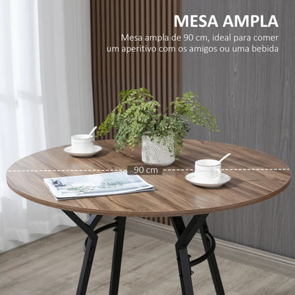 Conjunto de Mesa e 2 Bancos Altos Round - Design Rústico