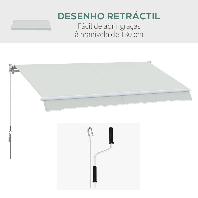 Toldo de Parede Retrátil com Manivela - 200x295 cm - Creme