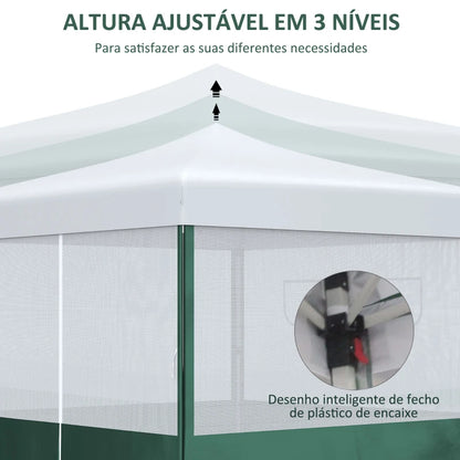 Tenda Dobrável com Janelas e Altura Ajustável - 3x3m