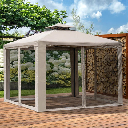 Tenda de Jardim 3x3m com Ventilação e 4 Cortinas Laterais - Design Contemporâneo