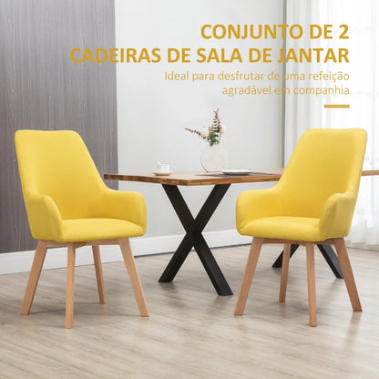 Conjunto de 2 Cadeiras Biscuit - Amarelo - Design Moderno