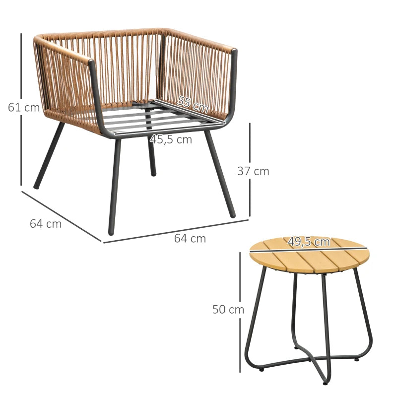 Conjunto de Jardim Távora - 2 Poltronas e 1 Mesa - Design Natura