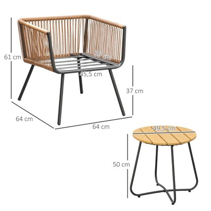 Conjunto de Jardim Távora - 2 Poltronas e 1 Mesa - Design Natura