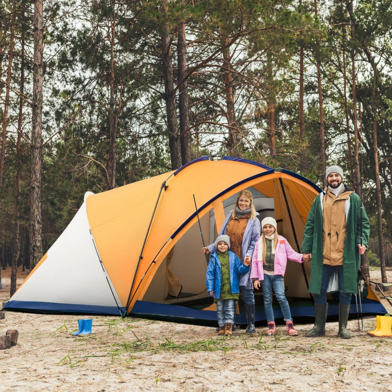 Tenda de Campismo para 6 Pessoas - 548x510x210cm - Laranja