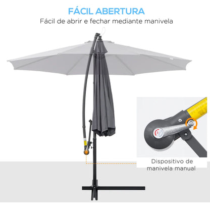 Guarda-Sol com Inclinação e Suporte em Aço - Ø295x255cm - Design Moderno