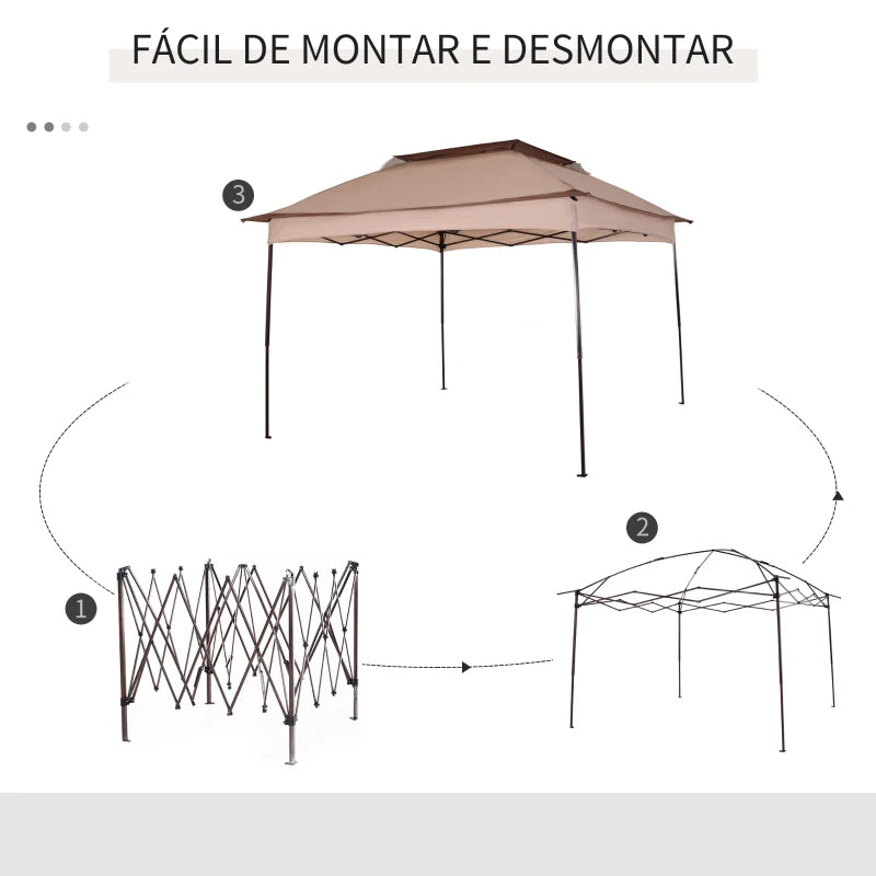 Pérgola Dobrável com Redes Mosquiteiras - 3x3m - Caqui e Castanho