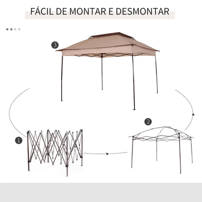 Pérgola Dobrável com Redes Mosquiteiras - 3x3m - Caqui e Castanho