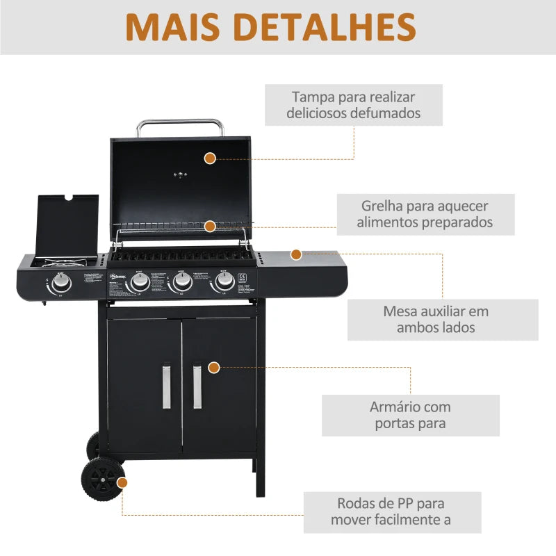 Churrasqueira a Gás com 4 Queimadores - 11,6KW