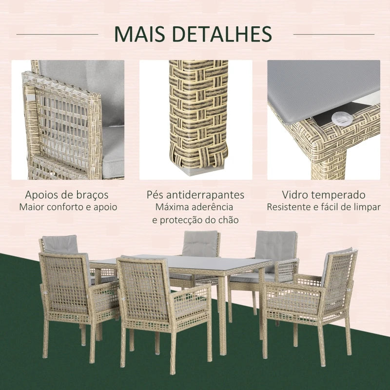 Conjunto Phiona - 6 Cadeiras e 1 Mesa em Vime