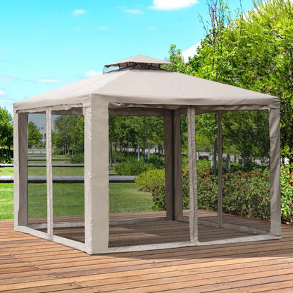 Tenda de Jardim 3x3m com Ventilação e 4 Cortinas Laterais - Design Contemporâneo