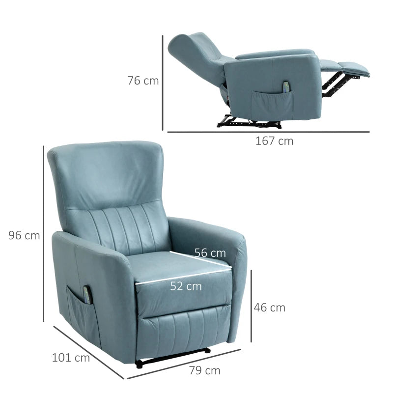 Poltrona Relax Sky Reclinável com 8 Zonas de Massagem - Azul Claro - Design Nórdico