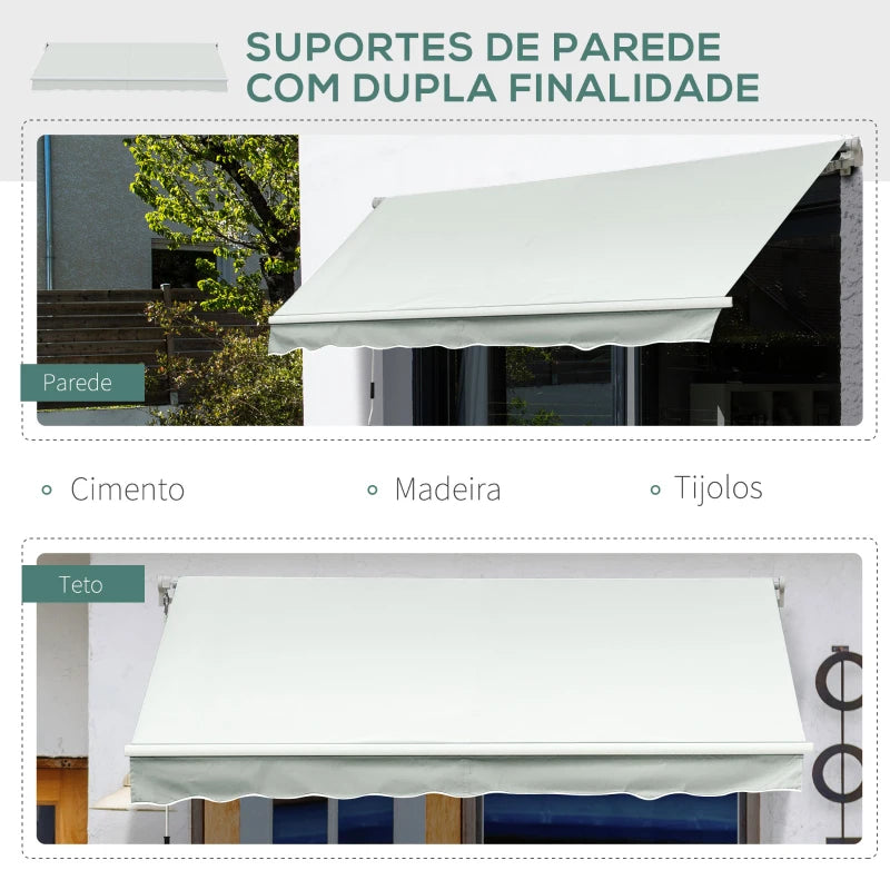 Toldo de Parede Retrátil com Manivela - 200x295 cm - Creme