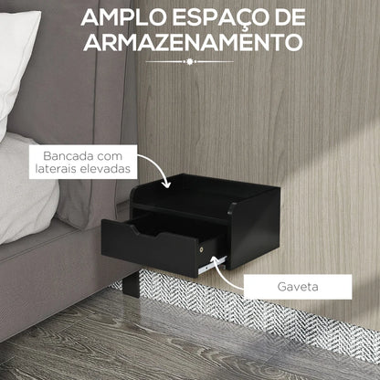 Conjunto de 2 Mesinhas de Cabeceira Suspensas Silence - Preto - Design Moderno