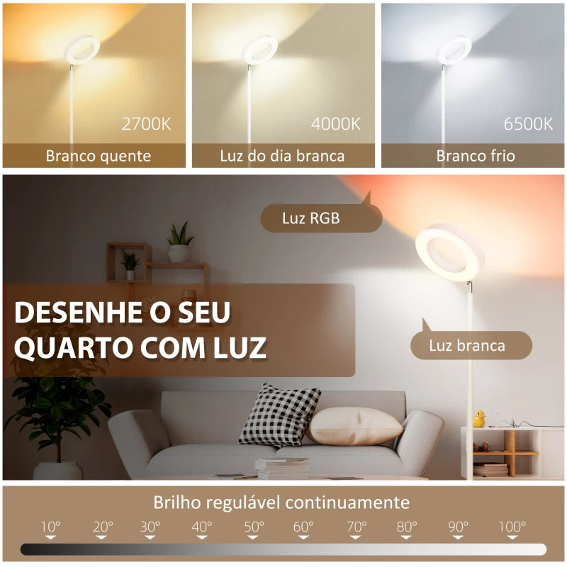 Candeeiro de Pé LED com Wi-Fi e Assistente Google - Design Moderno