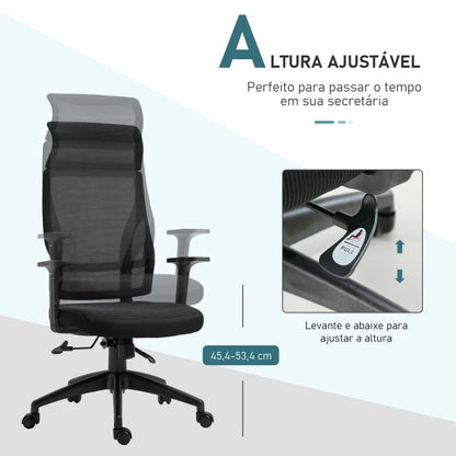 Cadeira Wok Ergonômica Giratória, com Altura Regulável e Reclinável - Preto - Design Nórdico